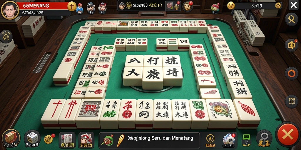 Tampilan gameplay Mahjong yang seru di 66MENANG.