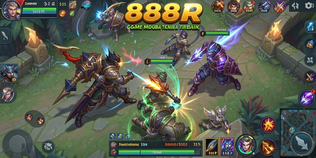 Screenshot gameplay intens dari 888R dengan karakter bertarung.