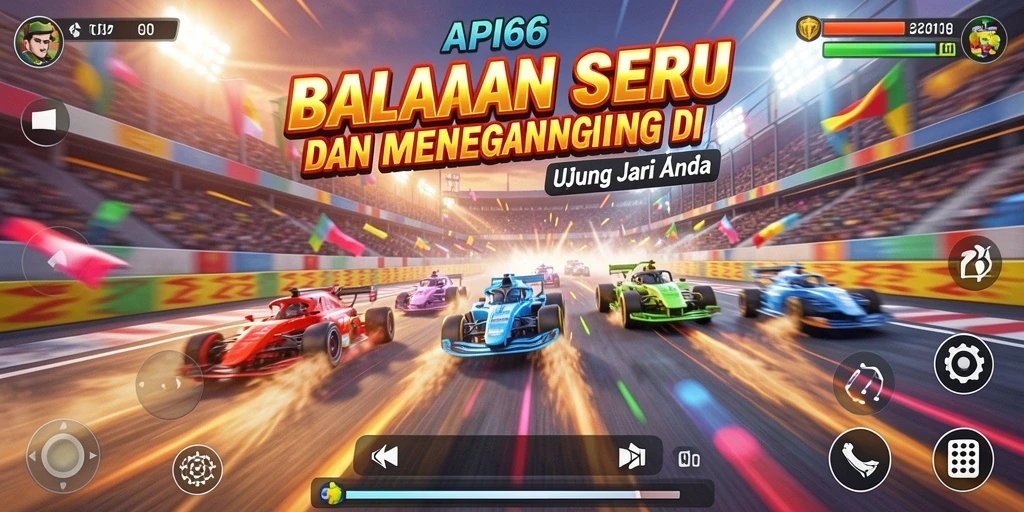 Gameplay seru di <strong>API66</strong> dengan mobil balap cepat dan trek menantang.