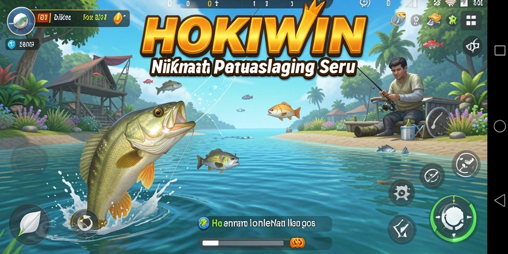 Tampilan gameplay memancing yang realistis dan seru di HOKIWIN.