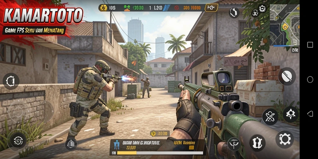 Screenshot KAMARTOTO: Menampilkan gameplay FPS yang intens.