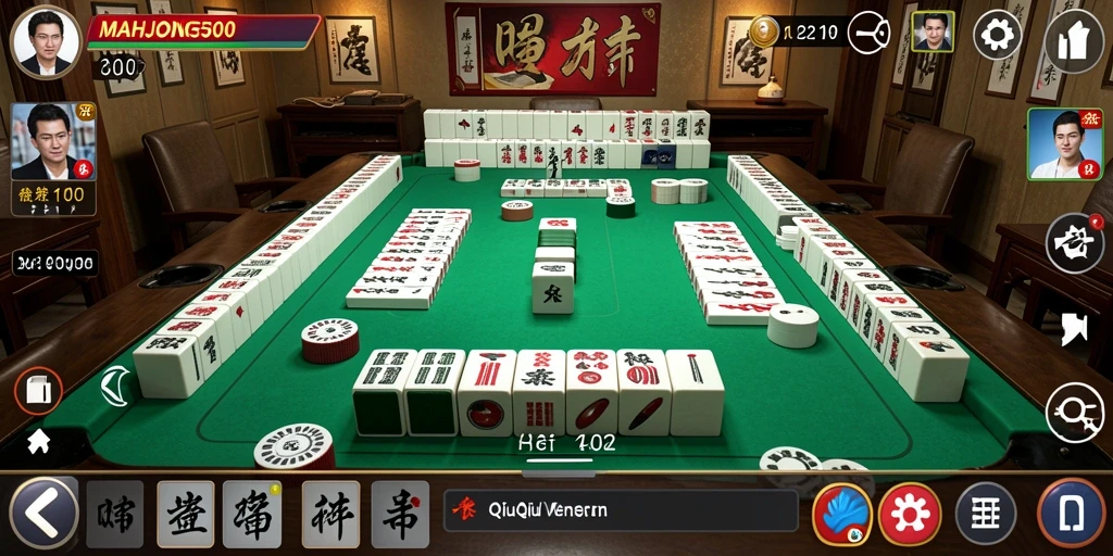 Tampilan gameplay seru MAHJONG500 yang menampilkan pertarungan QiuQiu.
