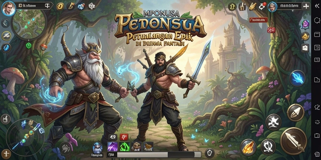 Tampilan gameplay MPONUSA yang menawan di dunia fantasi.