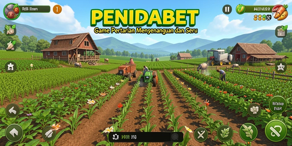 Screenshot gameplay PENIDABET yang menampilkan ladang pertanian yang indah.