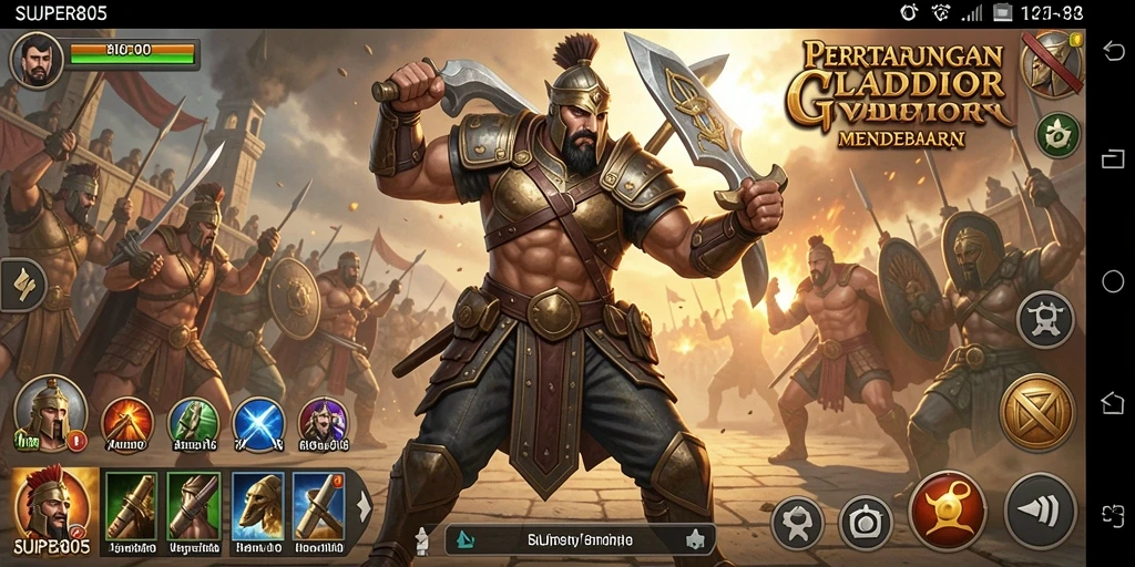 Gameplay mendebarkan dalam SUPER805 dengan karakter bertarung yang kuat.