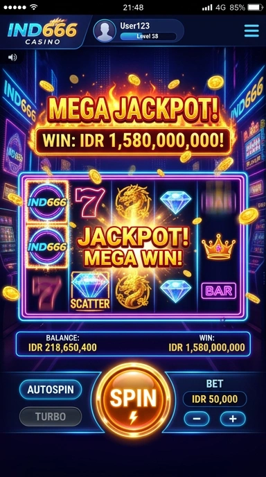 Tampilan antarmuka modern ind666 untuk pengguna.